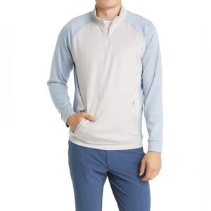 Mizzen+Main Versa 1/4 Zip Pullover Light Pastel Grey and Blue XL NWT